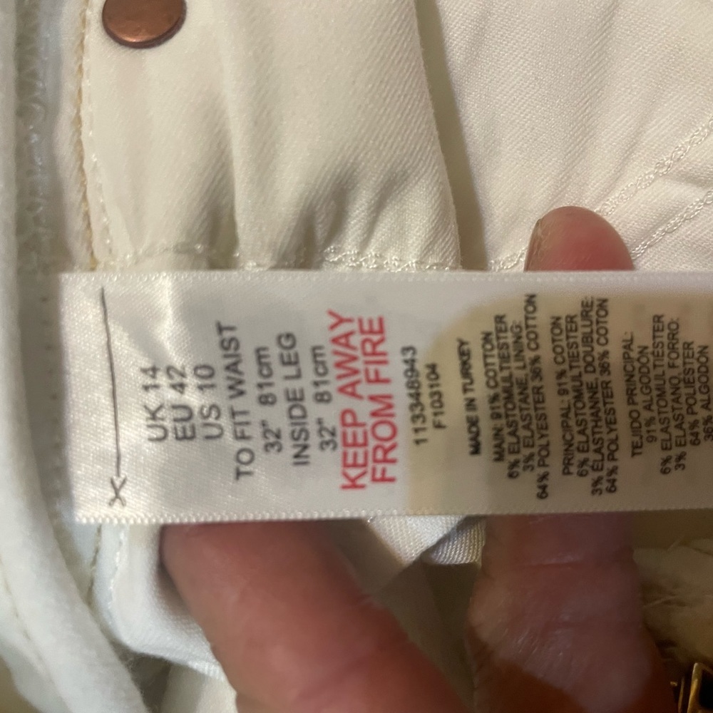 white denim pants topshop size l w 32‎ / 81 cm long - Picture 8 of 15